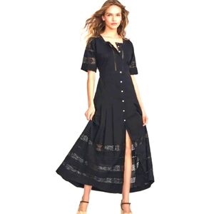 NWT LOVESHACK FANCY black edie lace maxi dress